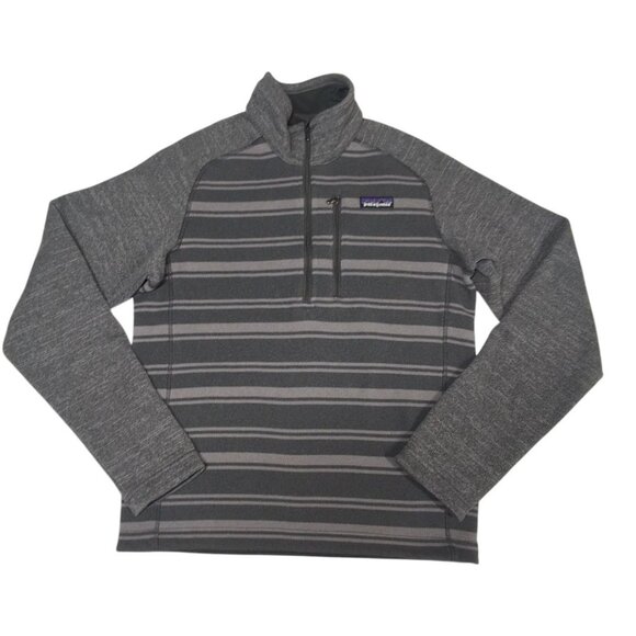 Patagonia Better Sweater Mens XS 1/4 Zip Fleece Pullover Gray Striped - Picture 1 of 6